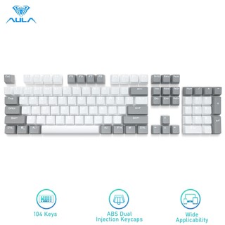 Bộ 106 nắp phím cơ AULA bằng ABS hai màu xám và trắng có thể tháo rời tiện dụng