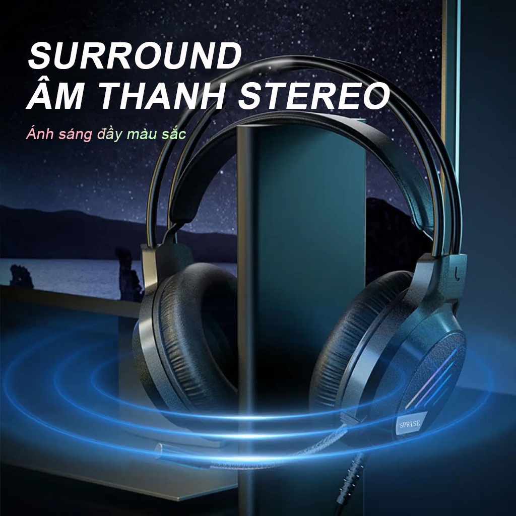 Tai nghe SPRISE M19 có dây chơi game thể thao điện tử âm thanh nổi có Mic / Ánh sáng khử tiếng ồn, Bass vòm cho điện thoại, máy tính xách tay, PC, PS4 / 5, Switch | BigBuy360 - bigbuy360.vn