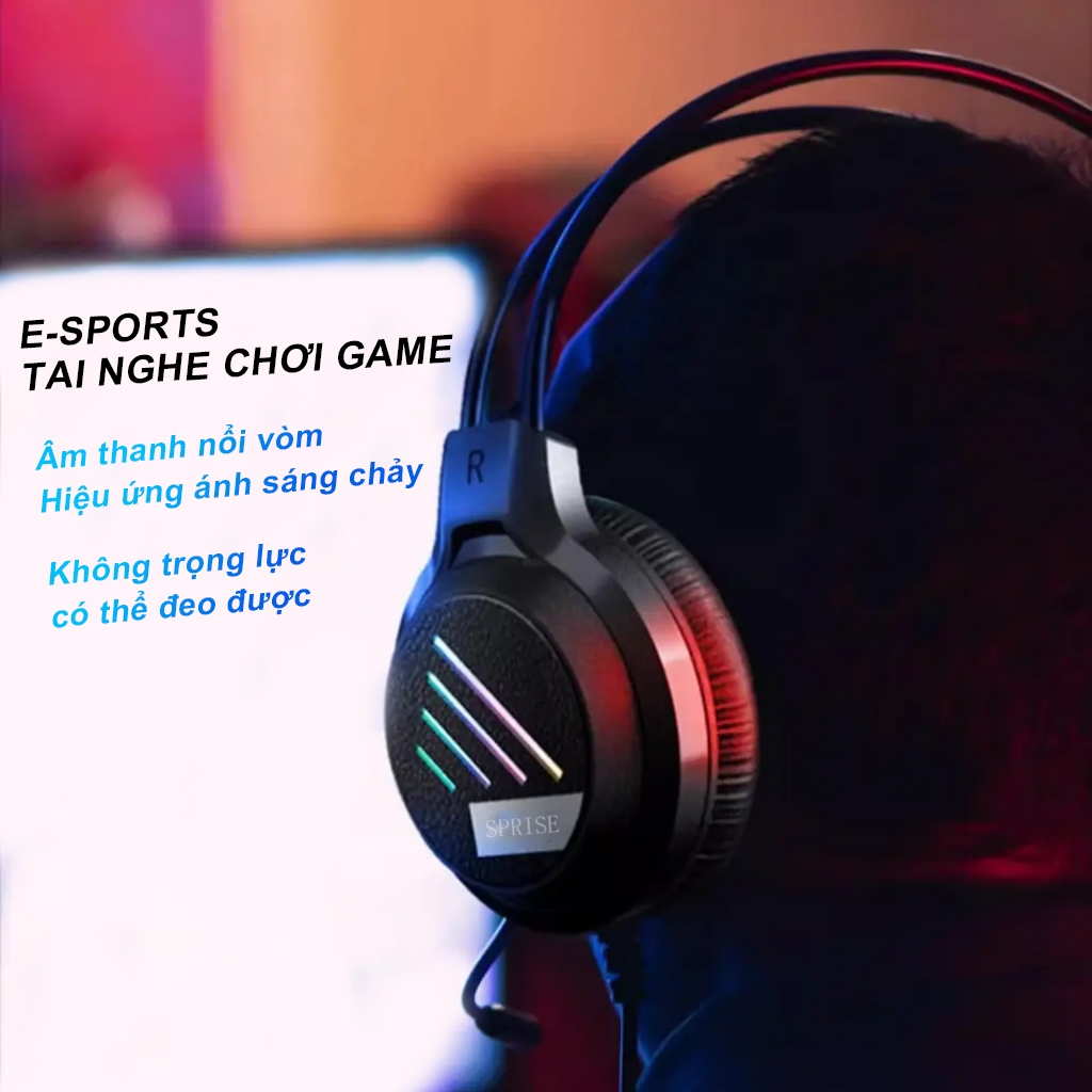 Tai nghe SPRISE M19 có dây chơi game thể thao điện tử âm thanh nổi có Mic / Ánh sáng khử tiếng ồn, Bass vòm cho điện thoại, máy tính xách tay, PC, PS4 / 5, Switch | BigBuy360 - bigbuy360.vn