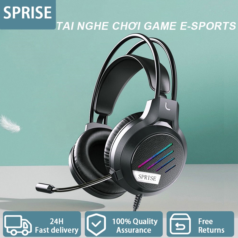 Tai nghe SPRISE M19 có dây chơi game thể thao điện tử âm thanh nổi có Mic / Ánh sáng khử tiếng ồn, Bass vòm cho điện thoại, máy tính xách tay, PC, PS4 / 5, Switch | BigBuy360 - bigbuy360.vn