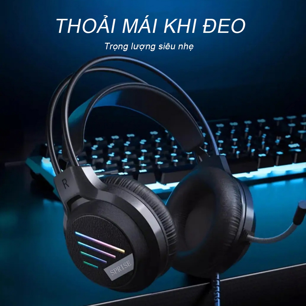 Tai nghe SPRISE M19 có dây chơi game thể thao điện tử âm thanh nổi có Mic / Ánh sáng khử tiếng ồn, Bass vòm cho điện thoại, máy tính xách tay, PC, PS4 / 5, Switch | BigBuy360 - bigbuy360.vn