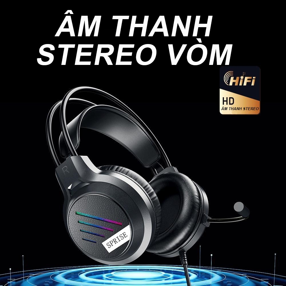 Tai nghe SPRISE M19 có dây chơi game thể thao điện tử âm thanh nổi có Mic / Ánh sáng khử tiếng ồn, Bass vòm cho điện thoại, máy tính xách tay, PC, PS4 / 5, Switch | BigBuy360 - bigbuy360.vn