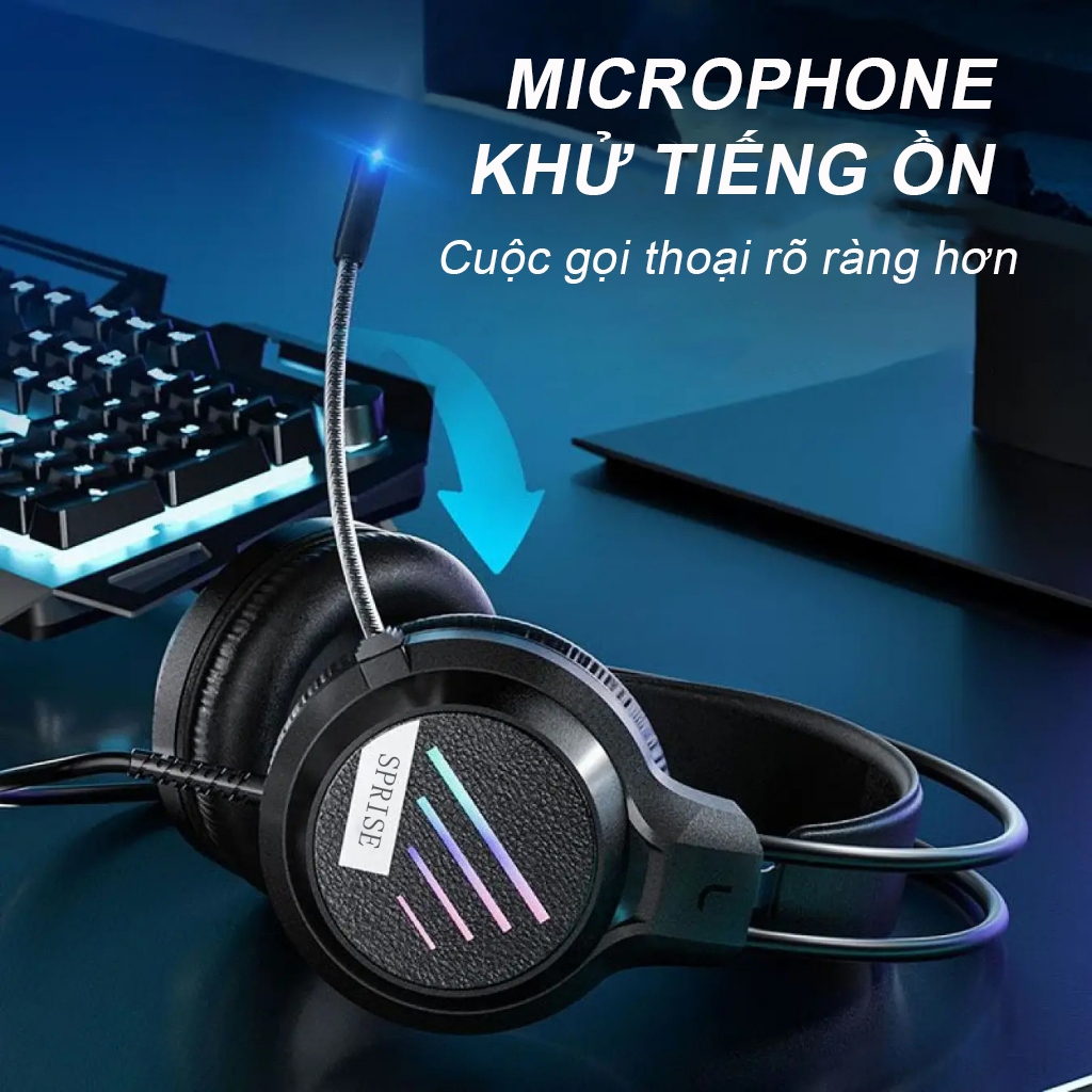 Tai nghe SPRISE M19 có dây chơi game thể thao điện tử âm thanh nổi có Mic / Ánh sáng khử tiếng ồn, Bass vòm cho điện thoại, máy tính xách tay, PC, PS4 / 5, Switch | BigBuy360 - bigbuy360.vn