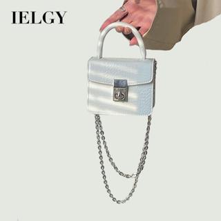 IELGY niche khóa cao cấp vuông họa tiết cá sấu túi đeo chéo dây chuyền thời trang