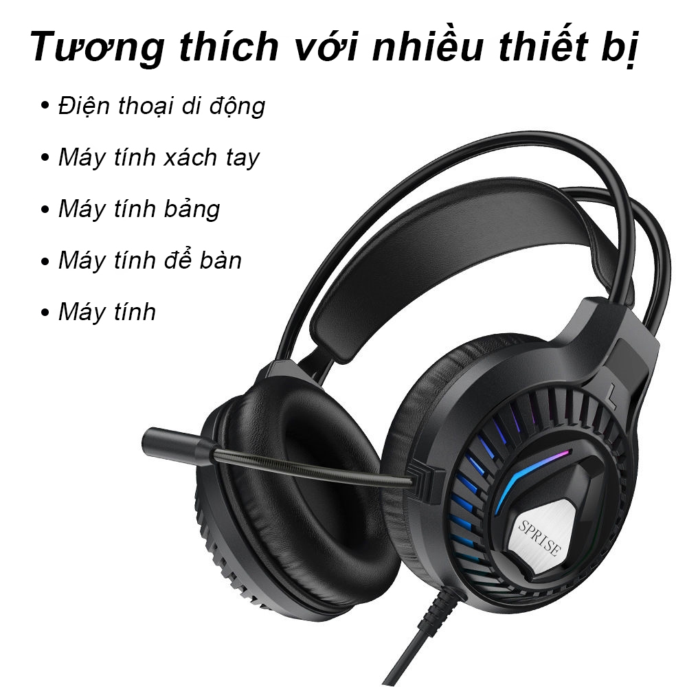 Tai nghe SPRISE M18 có dây có Mic chơi game khử tiếng ồn / Âm trầm nhẹ RGB cho điện thoại, máy tính xách tay, PC, PS4 / 5, Switch | BigBuy360 - bigbuy360.vn