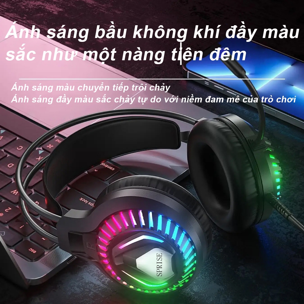 Tai nghe SPRISE M18 có dây có Mic chơi game khử tiếng ồn / Âm trầm nhẹ RGB cho điện thoại, máy tính xách tay, PC, PS4 / 5, Switch | BigBuy360 - bigbuy360.vn