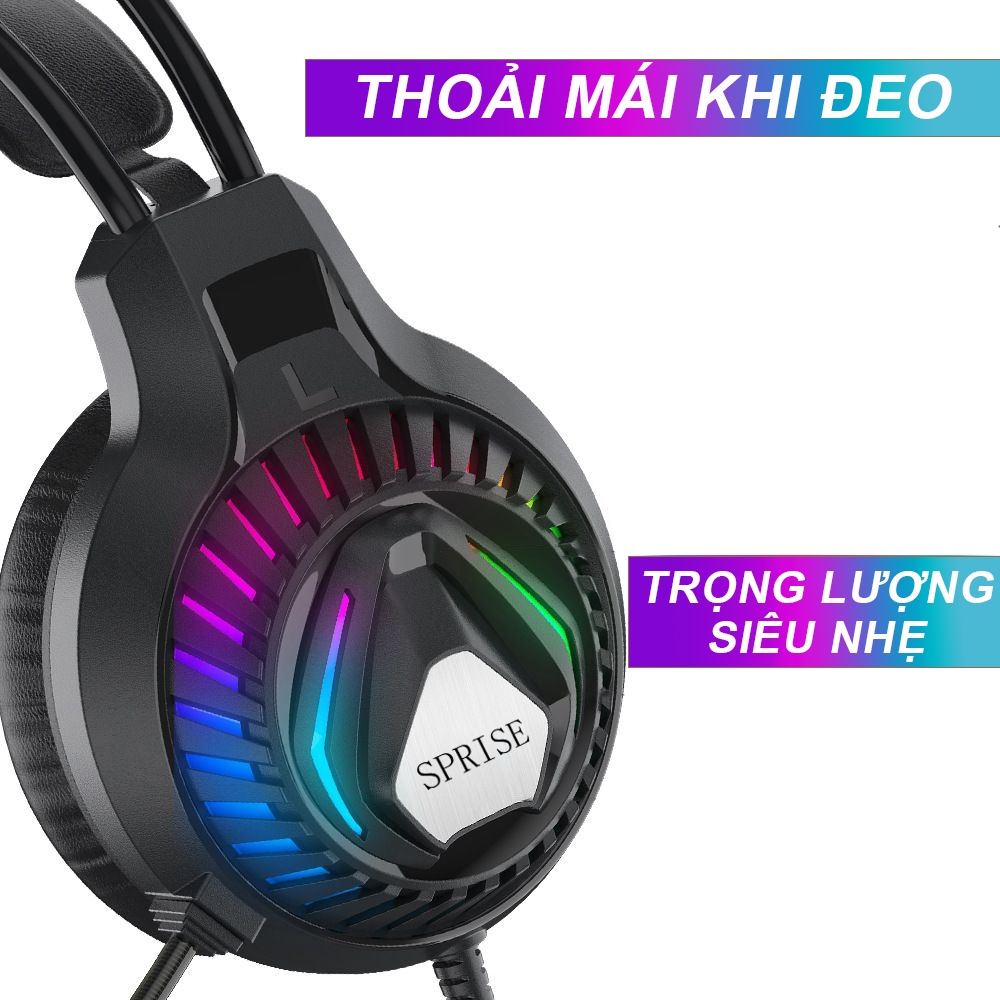Tai nghe SPRISE M18 có dây có Mic chơi game khử tiếng ồn / Âm trầm nhẹ RGB cho điện thoại, máy tính xách tay, PC, PS4 / 5, Switch | BigBuy360 - bigbuy360.vn