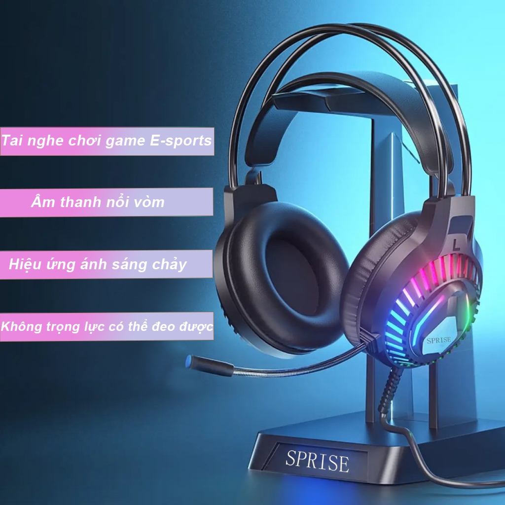 Tai nghe SPRISE M18 có dây có Mic chơi game khử tiếng ồn / Âm trầm nhẹ RGB cho điện thoại, máy tính xách tay, PC, PS4 / 5, Switch | BigBuy360 - bigbuy360.vn