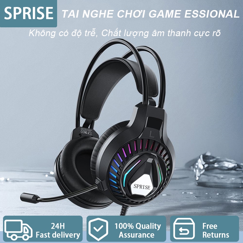 Tai nghe SPRISE M18 có dây có Mic chơi game khử tiếng ồn / Âm trầm nhẹ RGB cho điện thoại, máy tính xách tay, PC, PS4 / 5, Switch | BigBuy360 - bigbuy360.vn