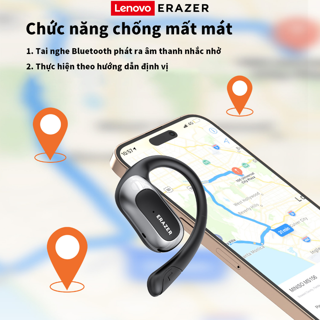 ERAZER X5 Al Thông Minh Thời Gian Thực Dịch Tai Nghe Không Dây Mở Tai Bluetooth 5.4 Có Màn Hình LED Tai Nghe Kinh Doanh Có Mic Chống Thấm Nước IPX5 | BigBuy360 - bigbuy360.vn