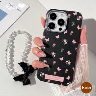 Ốp Lưng Vòng Tay Nơ Hoa Hoạt Hình Giả Tưởng Tương Thích Cho IPhone 16 11 13 15 14 12 Pro Max XR 7Plus X 16 14 15 Plus XS Max Bướm Dễ Thương Hoa Tulip Tươi Họa Tiết Da Mềm