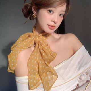 Ngọt ngào và nhẹ nhàng chấm bi khăn quàng cổ phong cách kỳ nghỉ hàng ngày voan cổ điển chấm bi thời trang khăn phụ kiện
