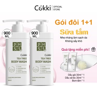[Công suất lớn 900ml] Cokki Sữa tắm PH 5.5 Cây Trà ,Tẩy tế bào chết Sữa tắm trắng da dưỡng ẩm tẩy da chết 900ml Tự Nhiên Trong Suốt Da Nhẹ & Sâu Sạch Rửa Toàn Thân