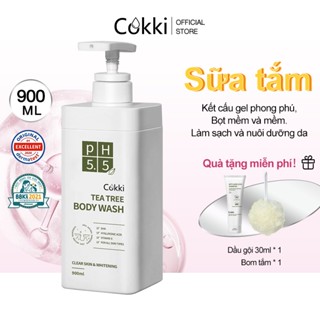 Cokki 900ML Sữa tắm PH 5.5 Cây Trà ,Tẩy tế bào chết Sữa tắm trắng da dưỡng ẩm tẩy da chết