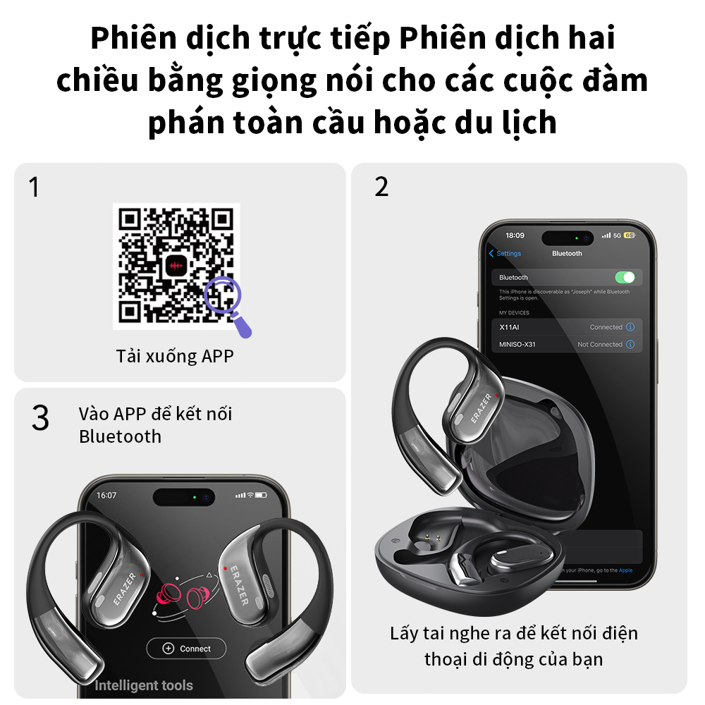 Lenovo ERAZER X11 Tai nghe không dây IPX7 có micrô Tai nghe mở OWS Tai nghe thể thao chống nước Bluetooth 5.4 | BigBuy360 - bigbuy360.vn