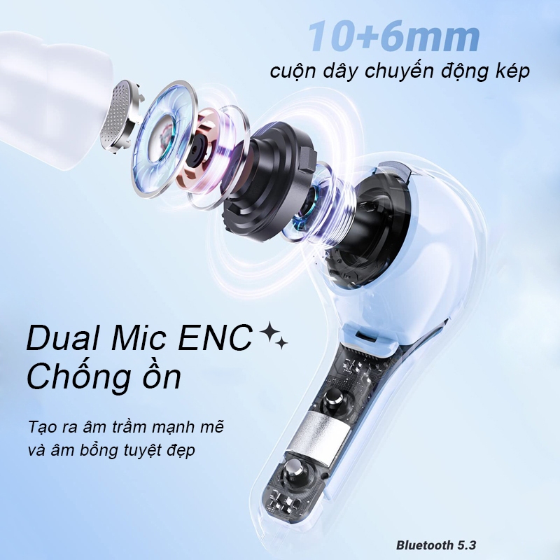 Tai nghe Bluetooth SPRISE T8 TWS không dây cao cấp  đầy màu sắc có dây buộc/vỏ/đèn LED HiFi khử tiếng ồn nhét tai trong suốt Điều khiển cảm ứng | BigBuy360 - bigbuy360.vn
