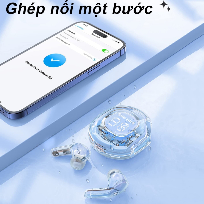 Tai nghe Bluetooth SPRISE T8 TWS không dây cao cấp  đầy màu sắc có dây buộc/vỏ/đèn LED HiFi khử tiếng ồn nhét tai trong suốt Điều khiển cảm ứng | BigBuy360 - bigbuy360.vn