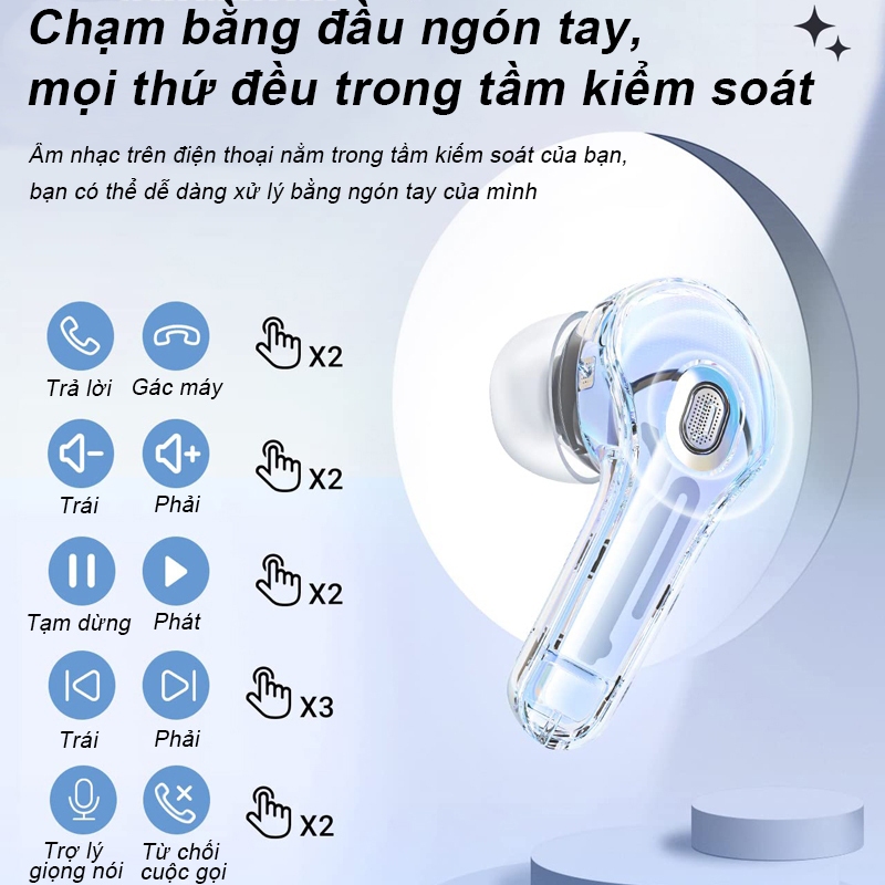 Tai nghe Bluetooth SPRISE T8 TWS không dây cao cấp  đầy màu sắc có dây buộc/vỏ/đèn LED HiFi khử tiếng ồn nhét tai trong suốt Điều khiển cảm ứng | BigBuy360 - bigbuy360.vn
