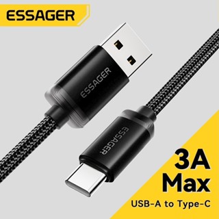 Cáp ESSAGER Type-C USB sang Type-C / USB sang Micro 3A Cáp sạc nhanh màu đen cho điện thoại Android ip 15 16