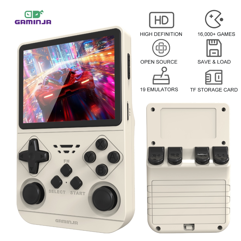 GAMINJA Máy Chơi Game Video Cầm Tay Retro Linux 3.5 Inch Màn Hình IPS 64GB ANS11