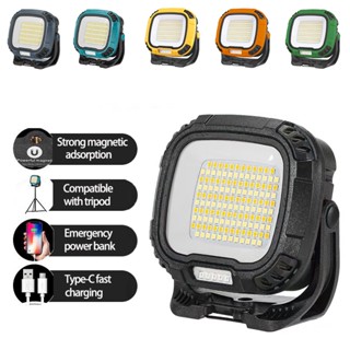  Đèn cắm trại ngoài trời đa chức năng độ sáng cao màu trắng vàng có pin tích hợp TYPE-C có thể sạc lại ngoài trời đèn LED đèn pin làm việc từ tính mạnh 