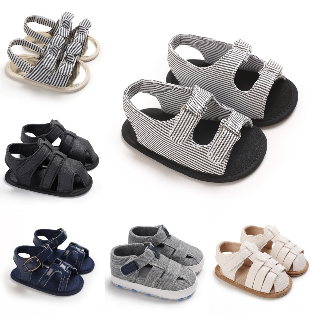 Xăng đan Mùa Hè Cho Bé Trai Bé Gái Soild Thoáng Khí Chống Trơn Trượt Giày Đế Mềm 0-18 Tháng