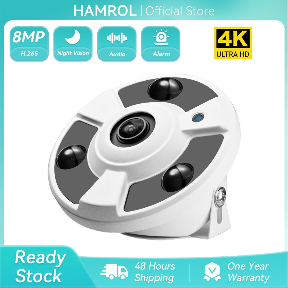 Camera an ninh HAMROL 8MP 4K P2P POE hỗ trợ ghi hình ban đêm