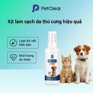 Xịt chăm sóc da Petclear dành riêng cho chó mèo, cải thiện các vấn đề về da công thức dịu nhẹ dễ mang theo sử dụng đơn giản dung tích 100ml