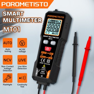 Porometisto MT01 Đồng hồ vạn năng kỹ thuật số AC / DC hiện tại bỏ phiếu Máy kiểm tra tự động 2000 Đếm Ohm Đồng hồ đo dòng điện Đồng hồ vạn năng cầm tay