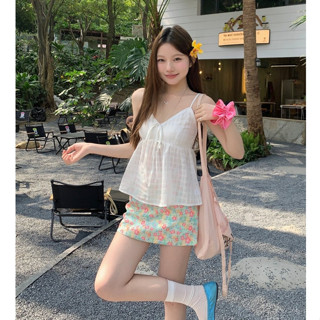 Cocorygirl Quần áo nữ Thời trang vá áo chống đạn + cao thắt lưng váy ngắn phù hợp với hai