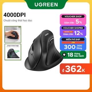 UGREEN Chuột không dây Bluetooth 5.0+2.4G Chuột bấm im lặng không dây 4000DPI dọc tiện dụng cho máy tính xách tay laptop MCBook PC Tablet PAD Windows Mac OS