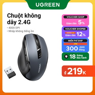 Ugreen Chuột Không Dây Kết Nối Bluetooth Và USB 2.4Ghz, Nhỏ Gọn tiện dụng 6 nút im lặng 5 cấp độ 4000dpi Phù Hợp PC Laptop MacBook Air M1 iPad Gen 9 Laptop