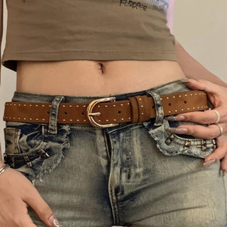 Mỹ Retro Đinh Tán Thắt Lưng Nữ Phong Cách Mới Da PU Thời Trang Hip Hop Punk Tất Cả Trận Đấu Khóa Kim Loại