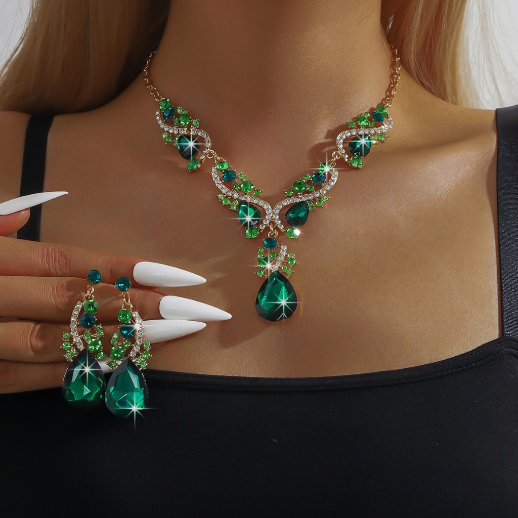 Bộ Trang Sức Nữ Vòng Cổ Pha Lê Bông Tai Bộ Trang Sức Hàng Ngày Đảng Trang Sức Cưới Bộ Trang Sức