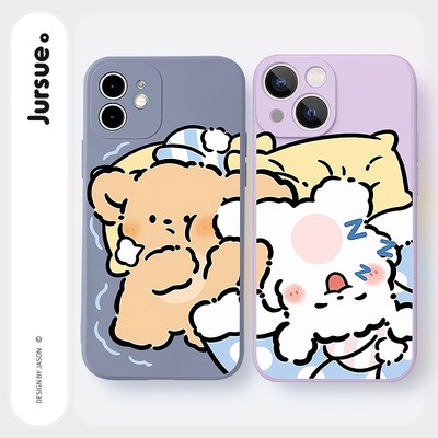 Ốp lưng Jursue nam nữ cặp đôi dễ thương đẹp hoạt hình độc lạ ngộ nghĩnh chống sốc chống bẩn mềm cho iPhone 17 16 15 14 13 12 11 PRO MAX SE 2020 X XR XS ip 8 7 Plus kute YH302