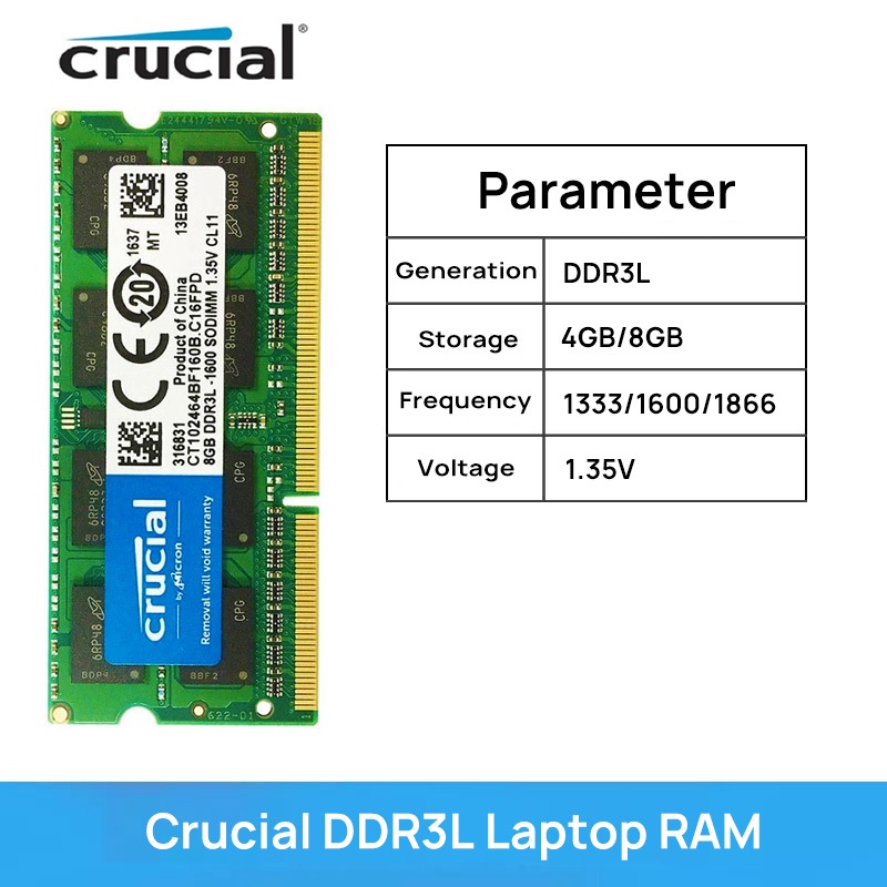 Quan trọng DDR3L 8Gb 4Gb RAM 1600Mhz 1333Mhz Bộ nhớ máy tính xách tay 1.35V 1.5V SODIMM cho máy tính