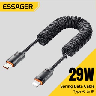 Essager 29W Type-c sang L Spring Cáp điện thoại nhanh Cáp dữ liệu sạc xe hơi cho ip 8-14