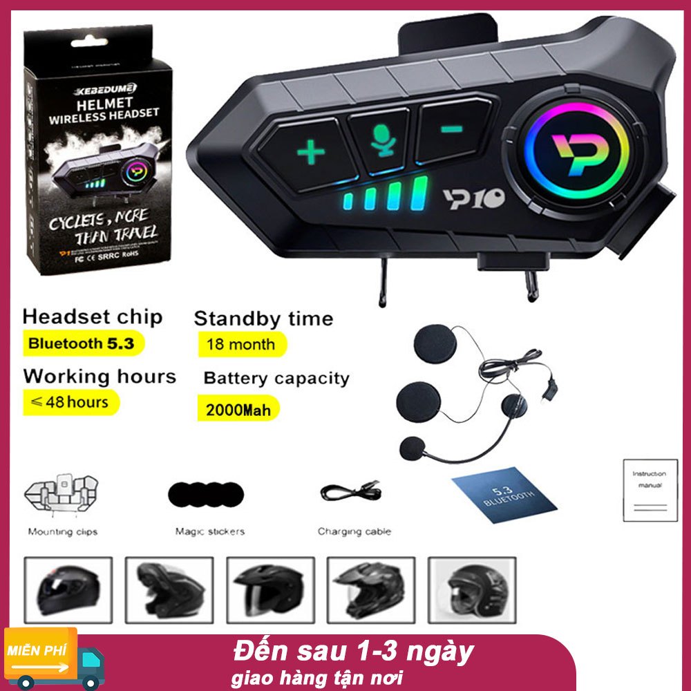 （Vận chuyển địa phương）Y10 Intercom Mũ Bảo Hiểm Bluetooth 5.3 Cho Xe Máy Stereo Hands Free Ipx6 Chốn