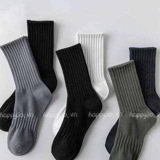 Tất bông màu đồng nhất cổ cao, cho thể thao, trượt tuyết, chạy, đạp xe, leo núi, hút mồ hôi, thời trang mùa xuân và mùa hè, thích hợp cho nam giới