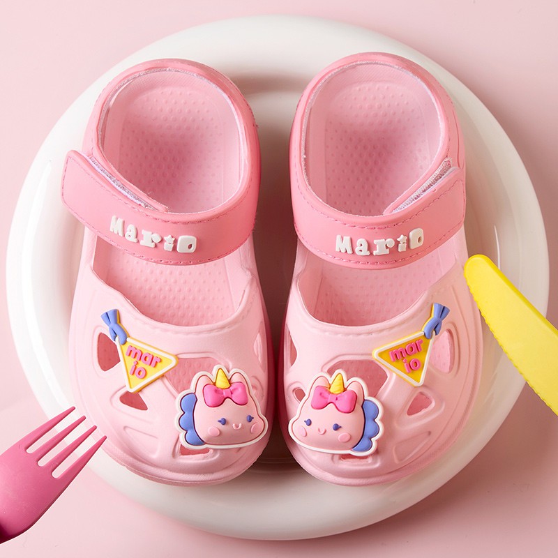 Cheerful Mario Xăng đan sandal sơ sinh Đế Bằng Mềm Mại Chống Đá Họa Tiết Hoạt Hình mario Dễ Thương Cho Bé Tập Đi