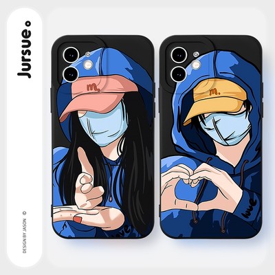 Ốp lưng Jursue nam nữ cặp đôi dễ thương đẹp độc lạ ngầu ngộ nghĩnh chống sốc chống bẩn mềm cho iPhone 17 16 15 14 13 12 11 PRO MAX SE 2020 X XR XS ip 8 7 Plus kut YH403