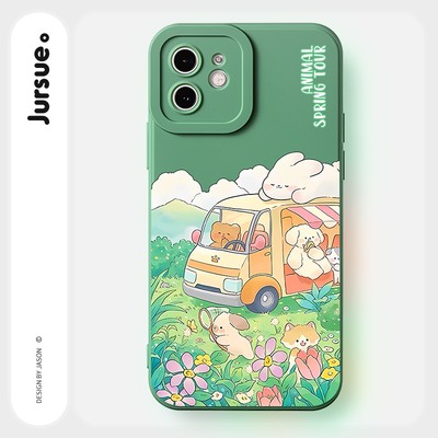 Ốp lưng Jursue dễ thương đẹp hoạt hình độc lạ ngộ nghĩnh nữ chống sốc chống bẩn mềm cho iPhone 16 15 14 13 12 11 PRO MAX SE 2020 X XR XS ip 8 7 Plus kute YH2