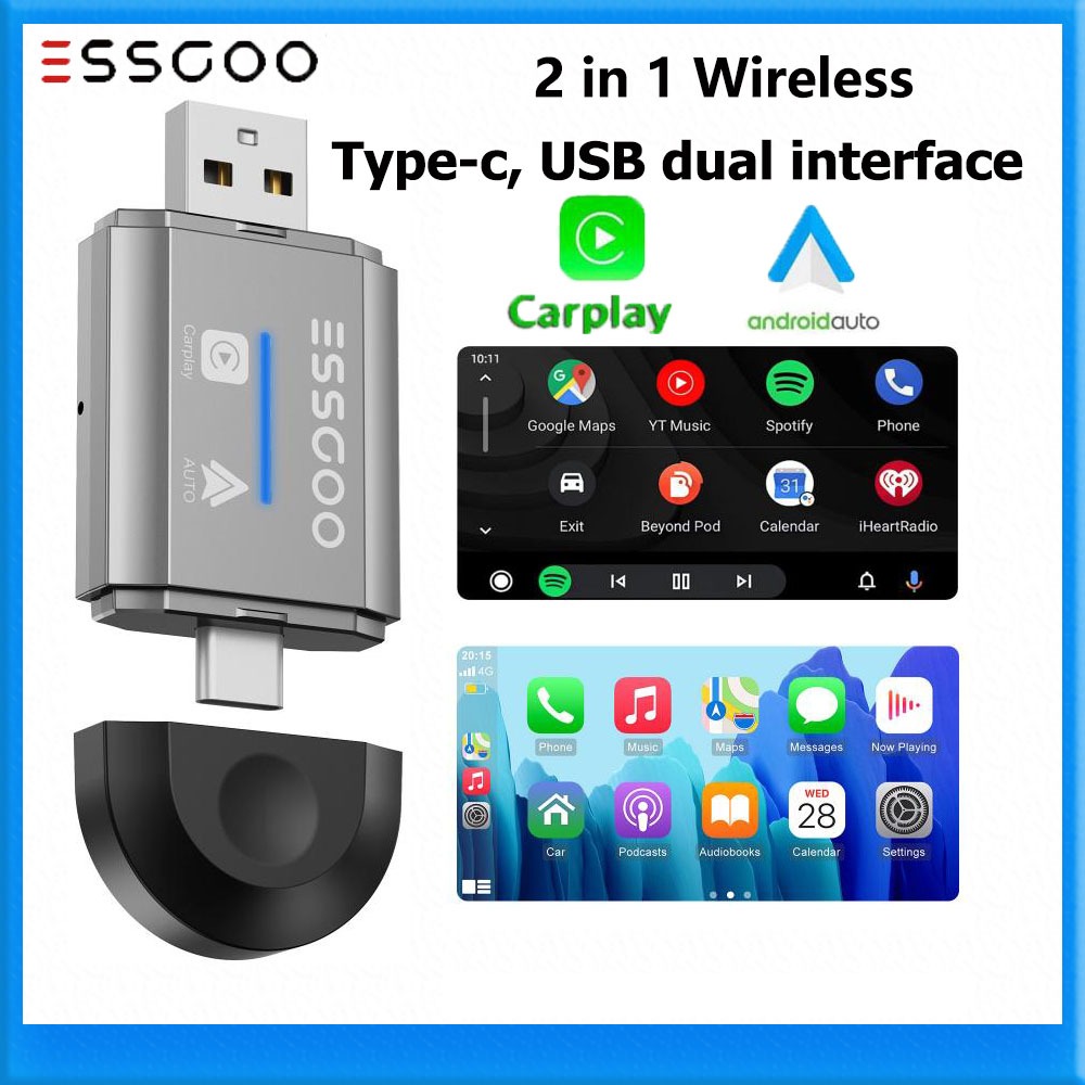 Bộ chuyển đổi Carplay không dây USB Android Auto 2 trong 1