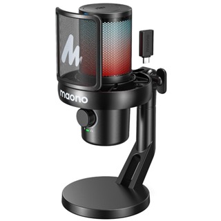 Micrô không dây MAONO DM40 Mic chống ồn AI Mic chơi game RGB có phần mềm, tắt tiếng, giảm tiếng ồn, Bộ đổi giọng nói AI cho PC, Điện thoại, Chơi game, Phát trực tuyến, Podcasting