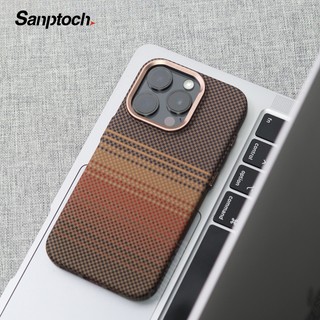  Sanptoch Cho Từ Tính Kết Cấu Sợi Carbon Ốp Lưng Điện Thoại iPhone 16   15   14 Pro Max Matte Pixel Sunset Vỏ Cứng Chống Sốc Vỏ Bảo Vệ Thân Thiện Với Da Mỏng 