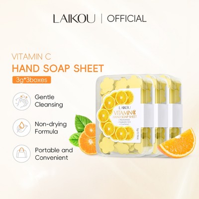 Laikou Sakura / Vitamin C / Sữa Tay Xà Phòng Nhẹ Nhàng Làm Sạch Du Lịch Dùng Một Lần Mini Xà Phòng Giấy 3 Hộp