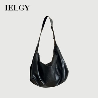 IELGY Da Mềm Dung Tích Lớn Đen Bánh Bao Túi Retro Cao Cấp Một Vai Messenger Túi Tote