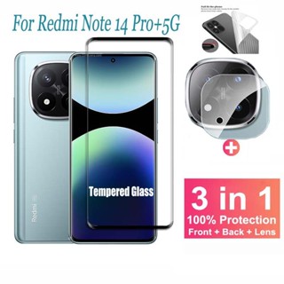  Kính cường lực phủ sóng toàn diện 3 trong 1 Redmi Note 14 Pro + 5G Bảo vệ màn hình cho Xiaomi Redmi Note 14 Pro Plus 13 12 11 Pro Plus 5G 4G Bảo vệ Camera & Phim mặt sau 