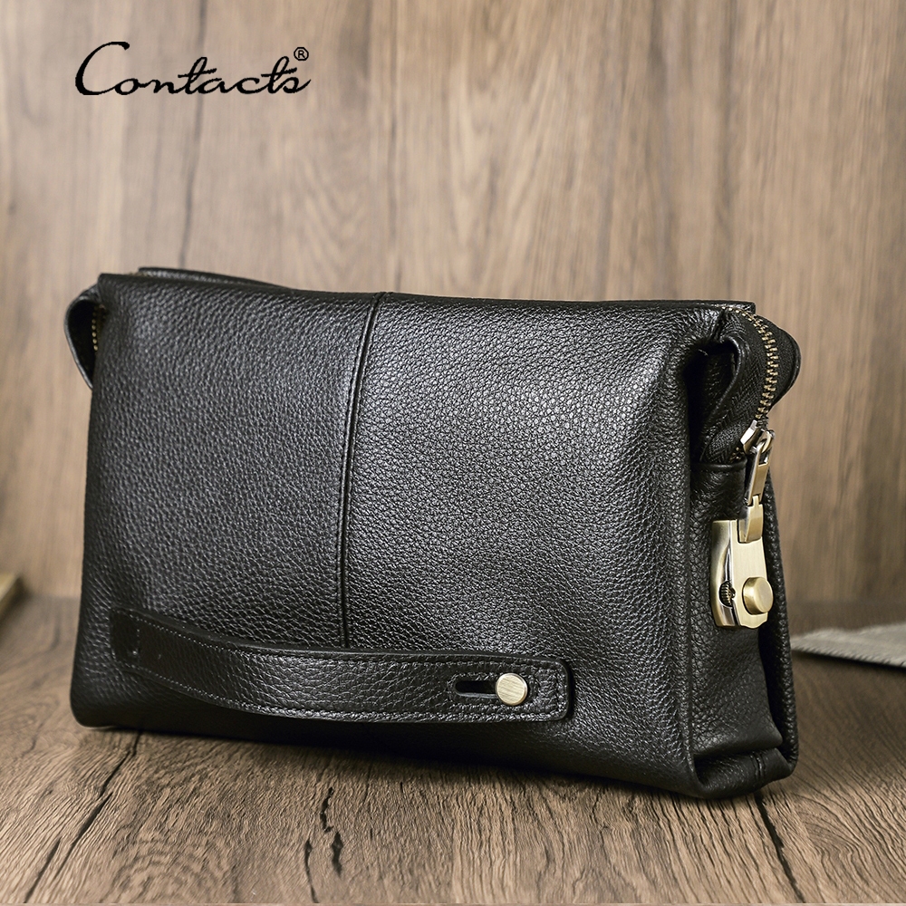 CONTACT'S Nam Túi Ly Hợp Dung Tích Lớn Mã Hóa Thiết Kế Khóa Da Thật Nam Ví Điện Thoại Di Động Bỏ Túi Kinh Doanh Ví Dài Nam