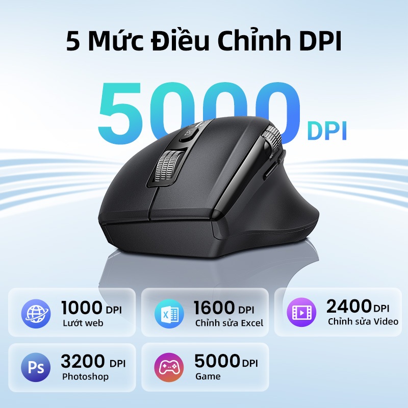 Chuột không dây cuộn siêu nhanh UGREEN Bluetooth 5.4 2.4G Công thái học 5000DPI cho máy tính bảng MacBook Máy tính xách tay Máy tính chuột | BigBuy360 - bigbuy360.vn